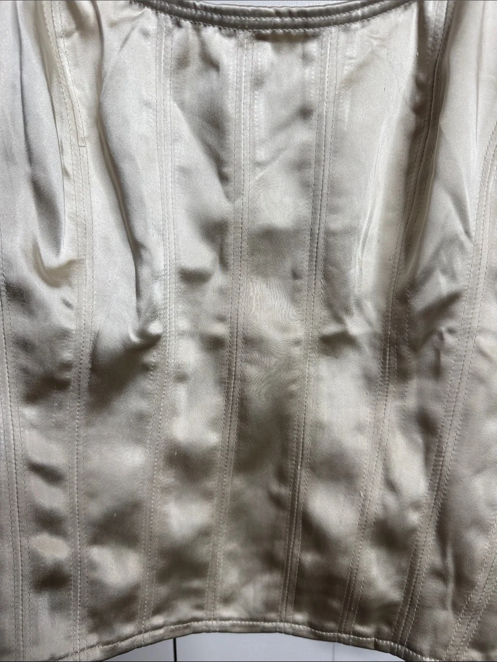 Free People Cream Deep Scoop-Neck Corset Style Puff Sleeve Top